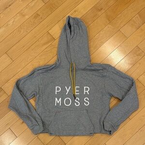 Pyer Moss Heather Gray Hoodie with Yellow Drawstring